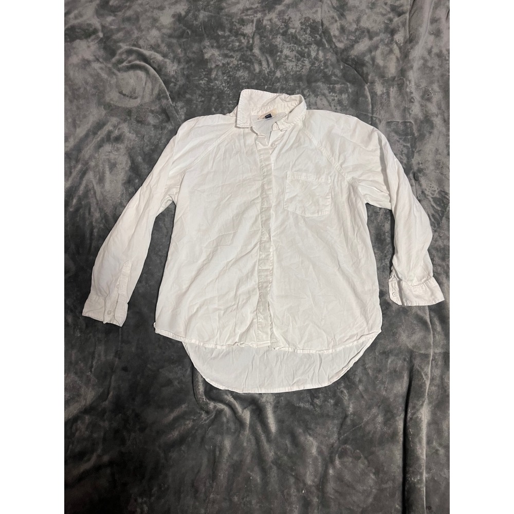 Universal Thread White Button Down Long Sleeve Shirt High Low Hem Small